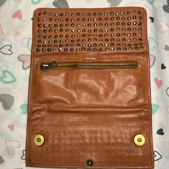 VIOLA CASTELLANI MILANO brownish/orange studded genuine leather wallet. - Picture 9 of 11